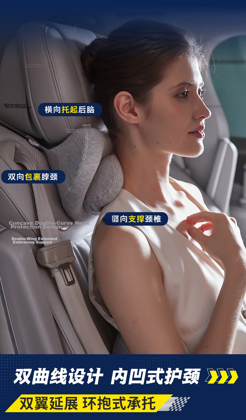MICHELIN Double-Layer Car Lumbar Support Cushion Driver Seat Waist Pillow Car Lumbar Pad Headrest Back Support Device 6