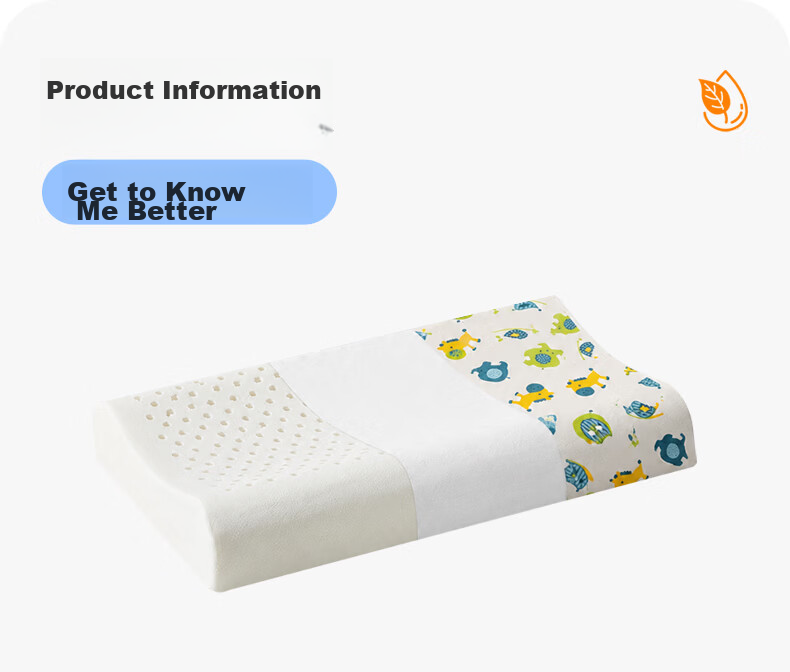 J.Sir Children's Natural Latex Pillow for Ages 3-12, Pure Cotton Class A Soothing Breathable Shaping Neck Support Pillow 14
