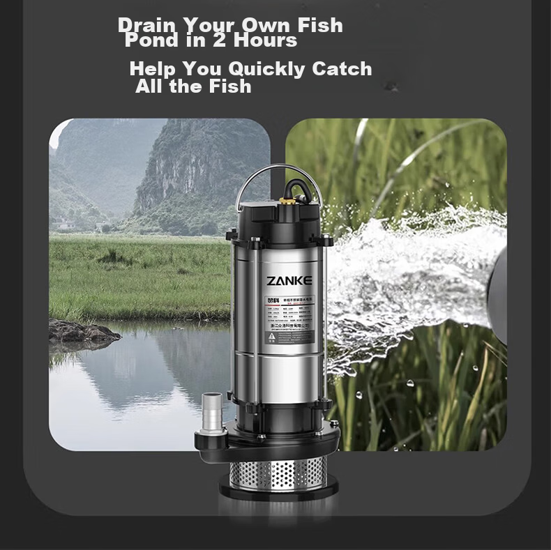 Zanke Submersible Pump Household Well Water 220V Stainless Steel 1 Inch 370W Clean Water Pump for Agricultural Irrigation 19