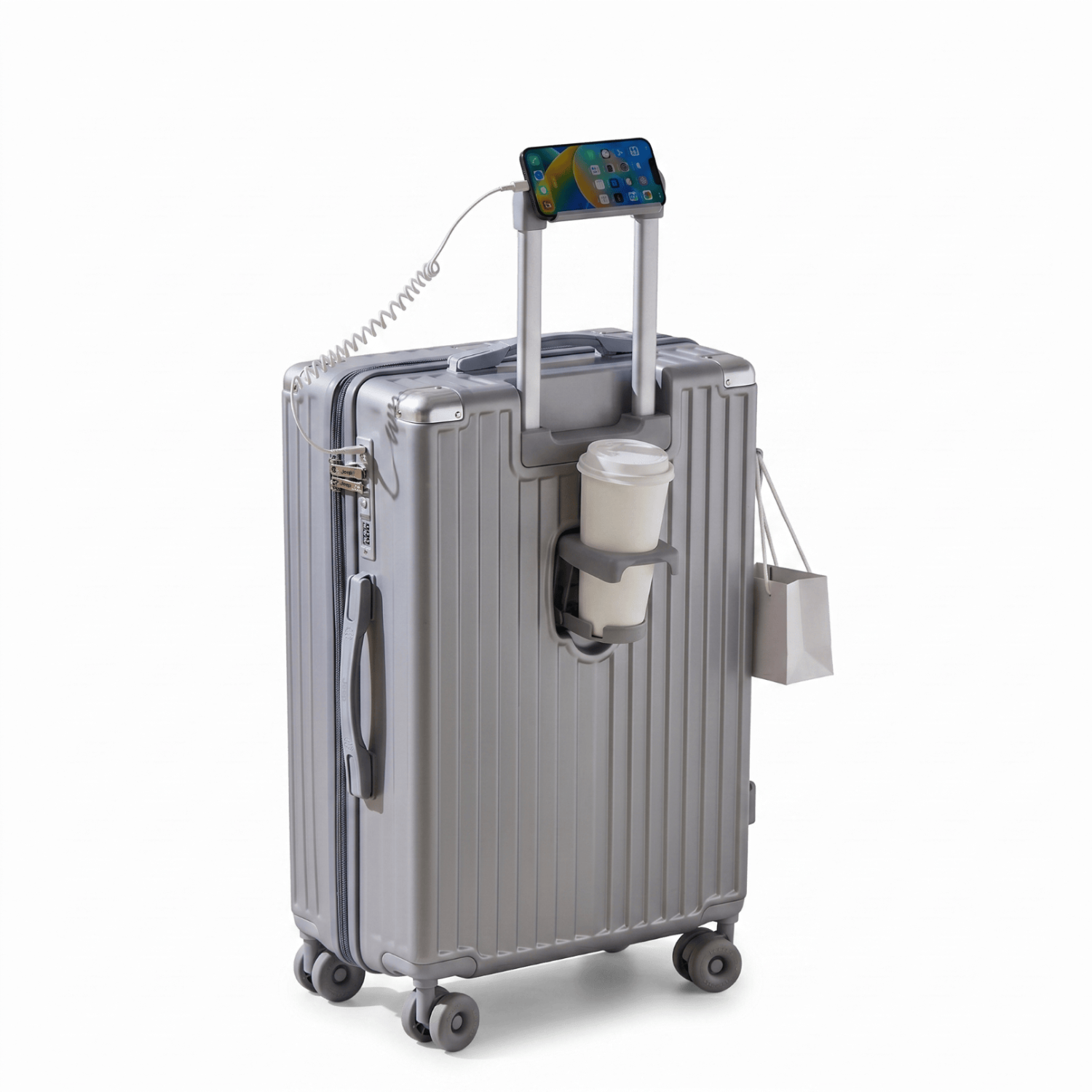 JEEP 20-inch Multifunctional Small Carry-on Luggage Suitcase with Trolley, Password Lock, Unisex, Starry Gray