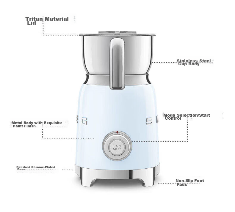 SMEG Fully Automatic Milk Frother Retro Hot and Cold Dual-Use Electric Large Capacity Coffee Milk Frother Hot Milk Hot Cocoa MFF11 Birthday Gift JD Self-operated 16