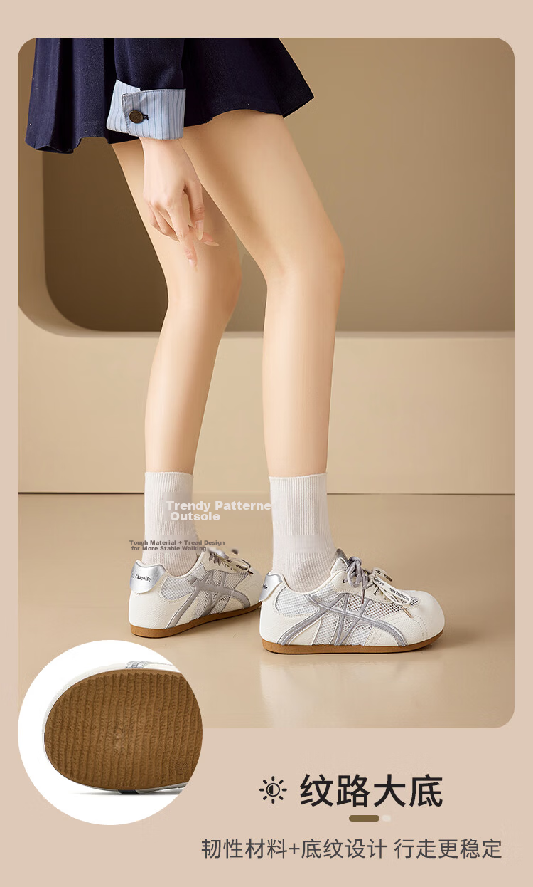 La Chapelle Women's White Casual Sneakers Breathable Mesh Non-Slip Soft Sole Comfortable Training Shoes 9