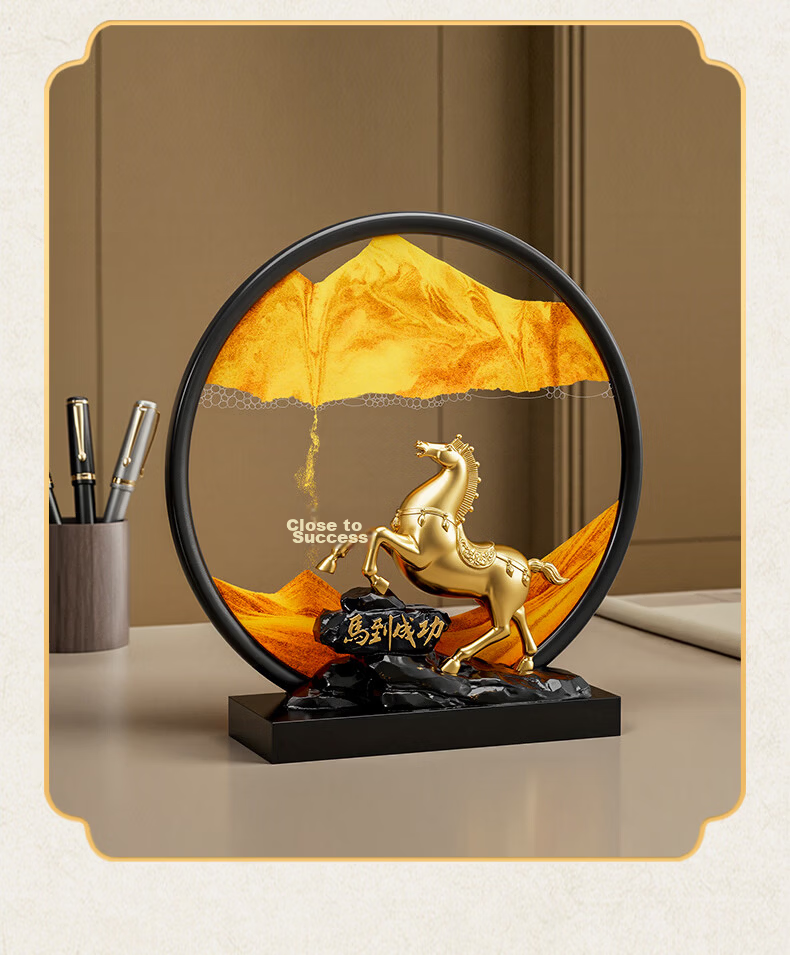 BHM Horse Success Horse Figurine Sand Art Wealth Feng Shui Living Room Office Desktop Decoration High-End Housewarming Gift 6