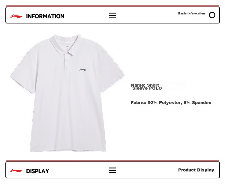 LI-NING Men's Quick-Dry Polo Shirt Short Sleeve T-Shirt Comfortable Lightweight Breathable Moisture-Wicking Cooling Top 11