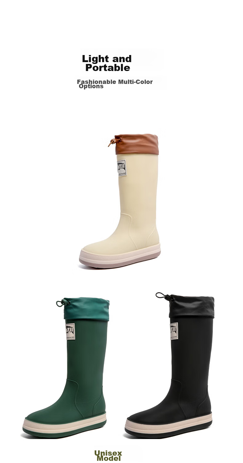 Lanoudun Rain Boots for Men And Women, Tall Waterproof Shoes, Outdoor Non-Slip Rubber Shoes, Wear-Resistant Soft-Soled Rain Boots YX1015 Size 43 26