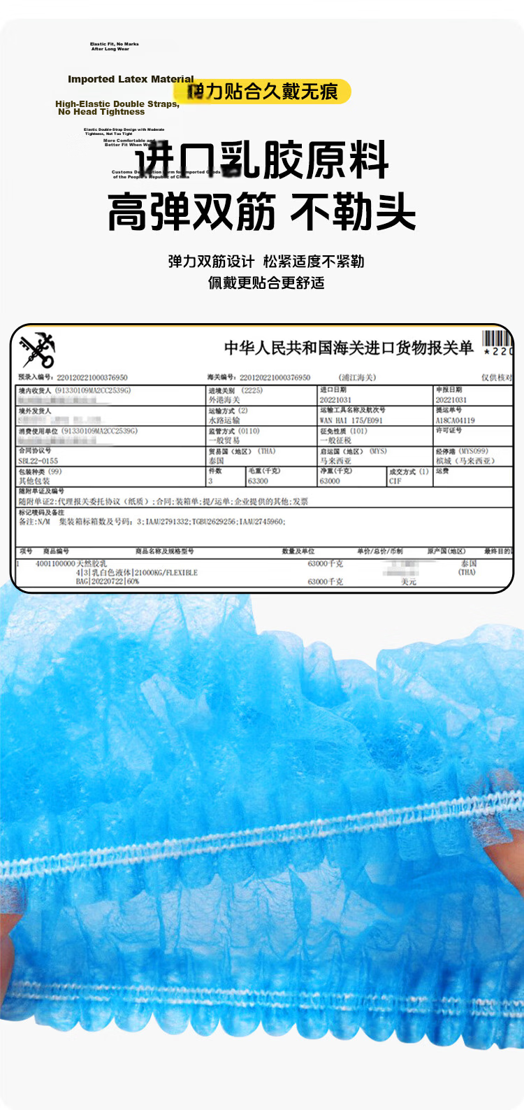 Shunxuan Disposable Head Cover SHB100-21 Inch 100pcs/Pack Non-woven Dustproof Cap Factory Workshop Food Service Hair Protection Blue 10g Fabric Full Pack 300g 4