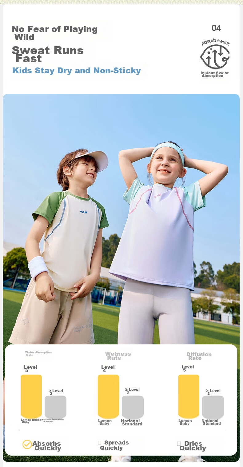 Lemon Baby Kids Quick-Dry Long Sleeve T-Shirt Boys Outdoor Sports Girls Short Sleeve Sun Protection Breathable Lightweight Top 10
