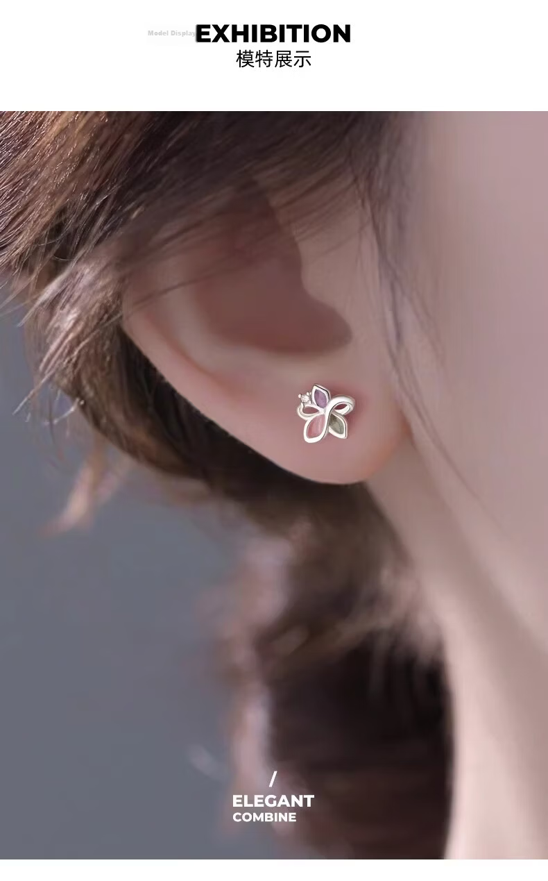 Dijing Tri-Color Flower 925 Silver Stud Earrings for Women Niche High-End 2026 New Earrings Qixi Festival Gift for Girlfriend 4