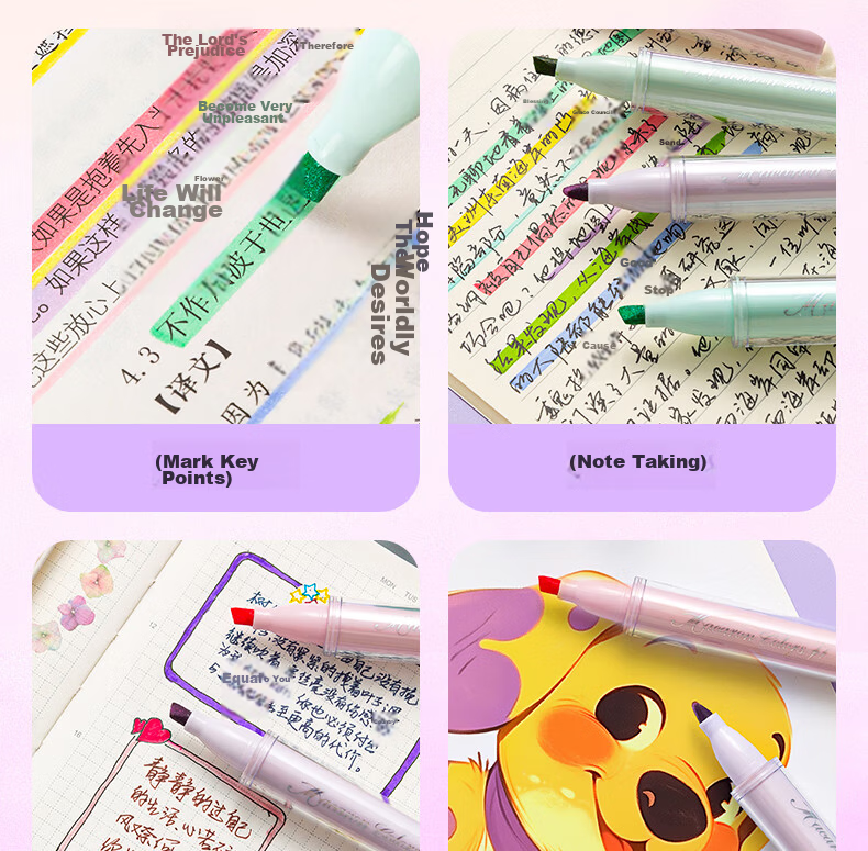 M&G Stackable Color Highlighter Pen Student Marker 4 Colors APMV09F2 Watercolor Pen Gift 18