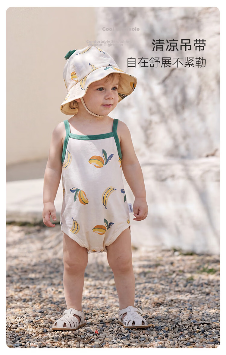 Babylove Baby Sleeveless Romper Summer Thin Cotton Bodysuit Toddler Triangle Jumpsuit Fruit Light Summer 6