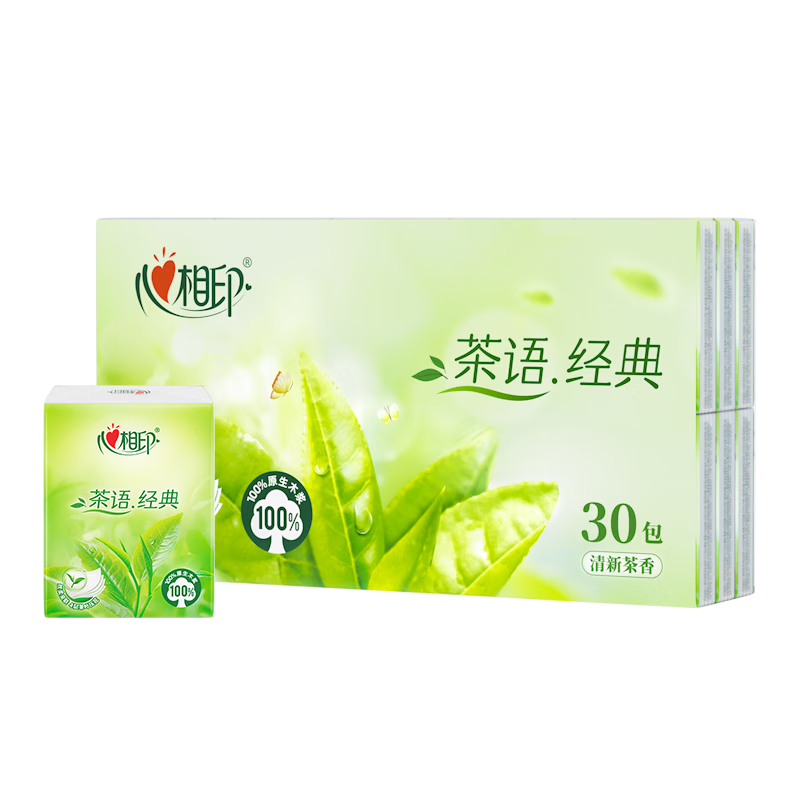 Mind Act Upon Mind Handkerchief Tissue, Classic Tea Flavor, 4-Ply 180 Sheets Light Tea Scent, Portable, Water-Resistant And Tear-Resistant