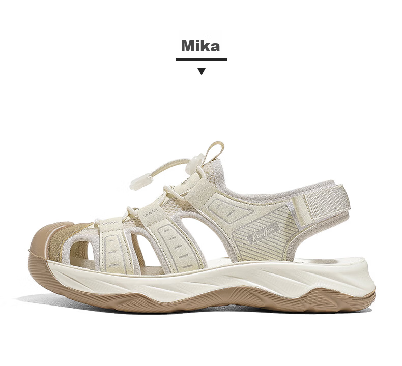 Renben Official Summer Women's Fashion Roman Closed-Toe Hollow-Out Thick-Soled Height-Increasing Casual Sandals Coffee Beige Size 38 15