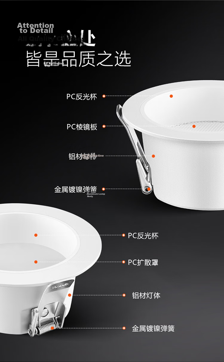 BULL LED Anti-Glare Downlight MT-L005D-BS Matte White 5W Three-Level Dimming Upgraded Ra97 Color Rendering Index 14