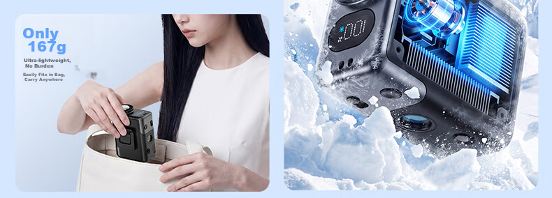 CHIGO Waist-Hanging Fan Cooling Air Conditioner Neck Hanging Small Fan 2026 New Model Long Battery Life Large Capacity Fast Charging Portable Outdoor Strong Wind Waist-Mounted Fan for Delivery and Con 6
