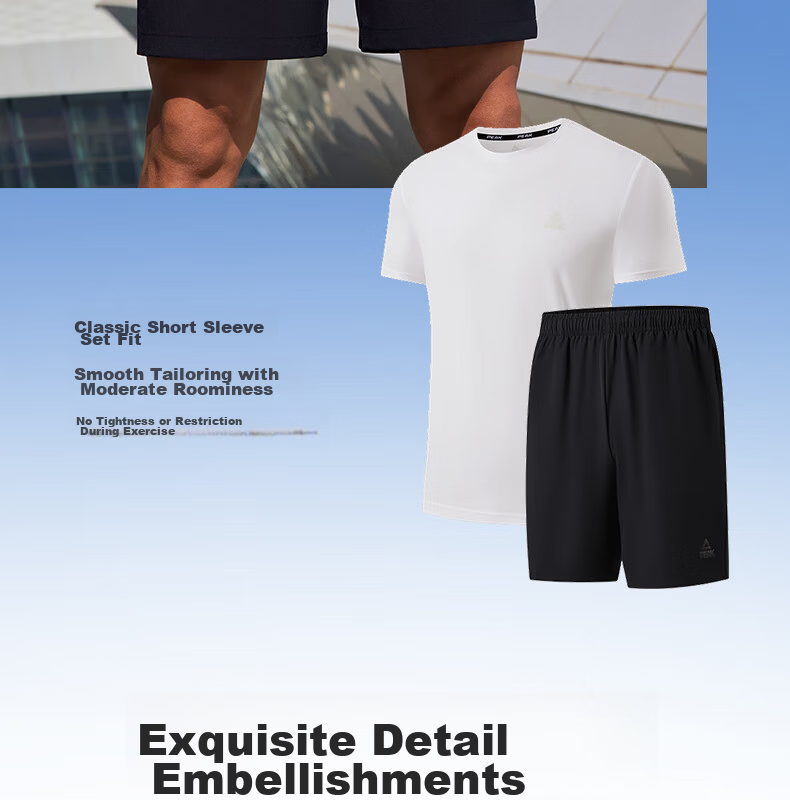Peak Quick-Dry Men's Sports Set Summer Running Casual Breathable Badminton Two-Piece Short Sleeve and Shorts DF152007 96