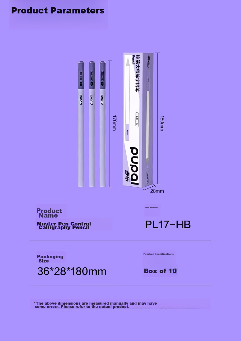 Deli 10-Pack HB Pencil Master Thick Triangular Grip Anti-Slip Student Beginner Writing Practice Graphite Core Purple 15