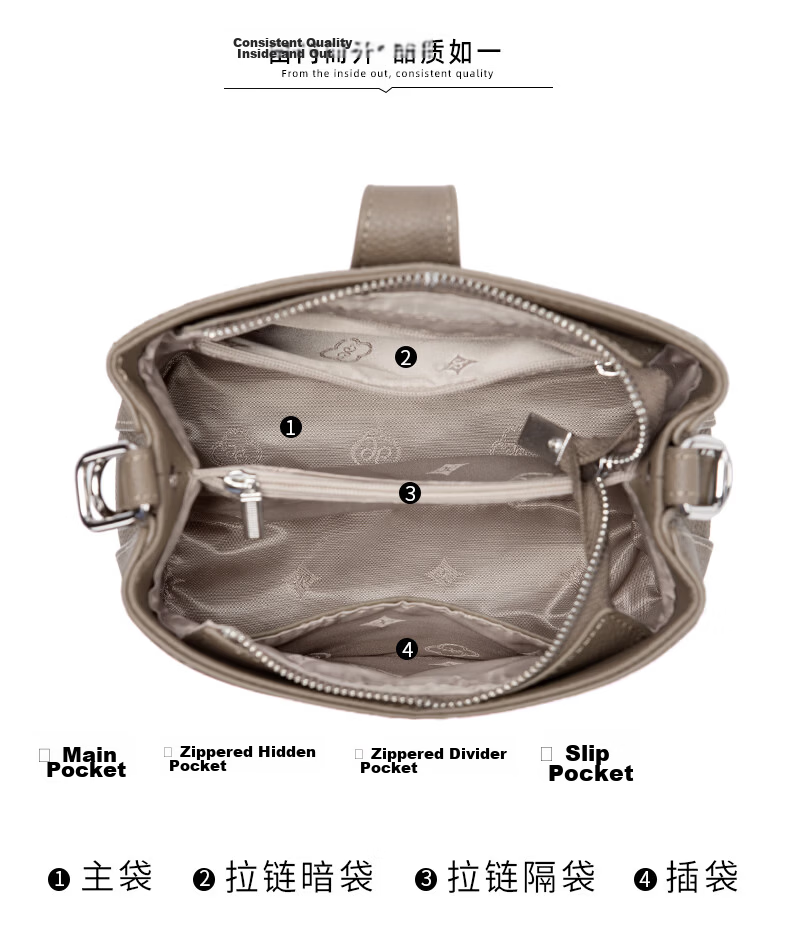 ESUNARTY Genuine Leather Bucket Bag Women 2026 New Handbag Boutique High-End Shoulder Crossbody Bag Birthday Gift for Women 10