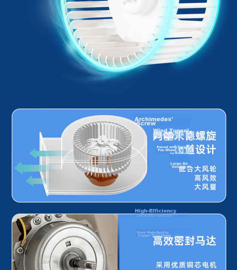 GENUIN 8-inch Powerful Exhaust Fan Ventilation Fan Ceiling Mounted Duct Fan BPT12-13C Opening 200-210mm 10