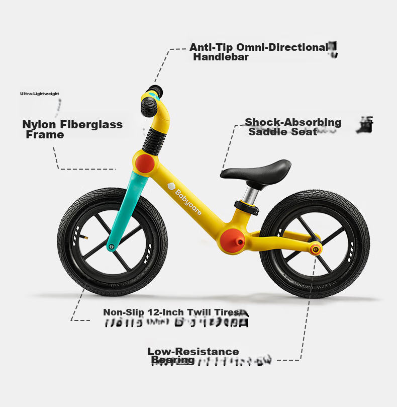 Babycare Children's Balance Bike for Ages 3-6, Toddler Scooter, No Pedal Self-Propelled Bike, 12-Inch, Spirulina Gree 3