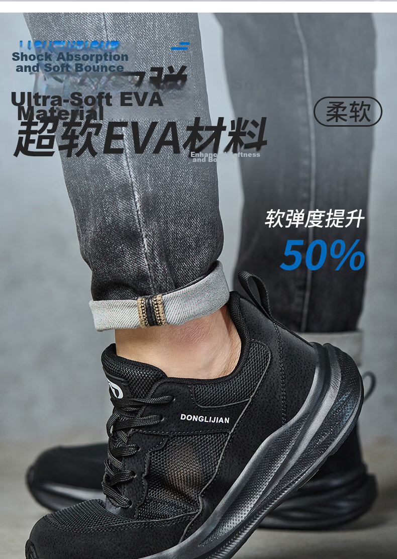 Fucheng Wide Steel Toe Safety Shoes for Men Summer Breathable Anti-Smash Anti-Puncture Comfortable Lightweight Durable Work Shoes 587 Size 41 7