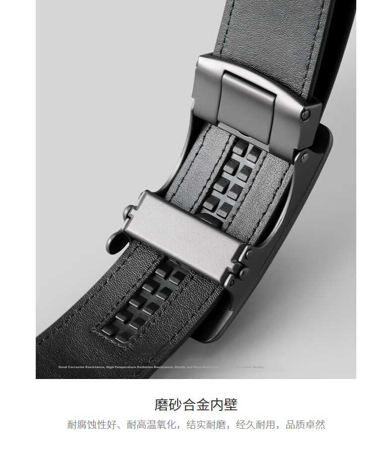 Goldlion Matte Anti-Fingerprint First Layer Cowhide Men's Business Automatic Buckle Belt Valentine's Day Waist Belt Black Gun 110 22