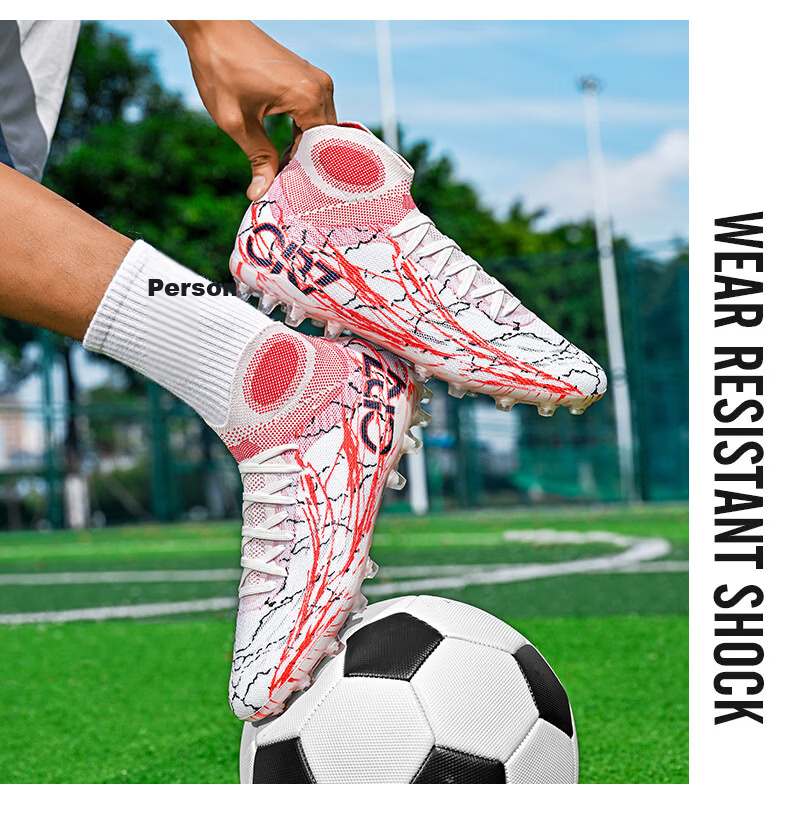 SAIBI Men's Soccer Shoes MG Short Studs Adult Youth Student Professional Training Competition Shoes 305M Vermilion Sparrow Size 44 14