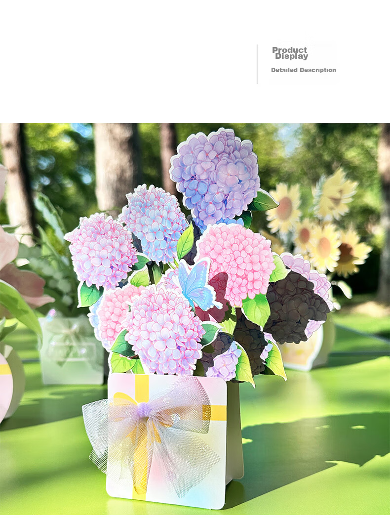 DiLe Birthday Gift for Teacher DIY Handmade Blooming Bouquet Kindergarten Primary School Creative 3D Pop-up Mom Greeting Card Postcard Single MJ-A665 Blue 12