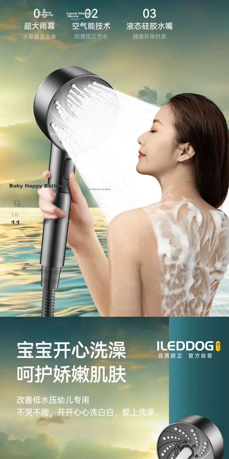 ILeddog Seiko Filtered Pressurized Shower Head Bathroom Home Shower DS-262 6