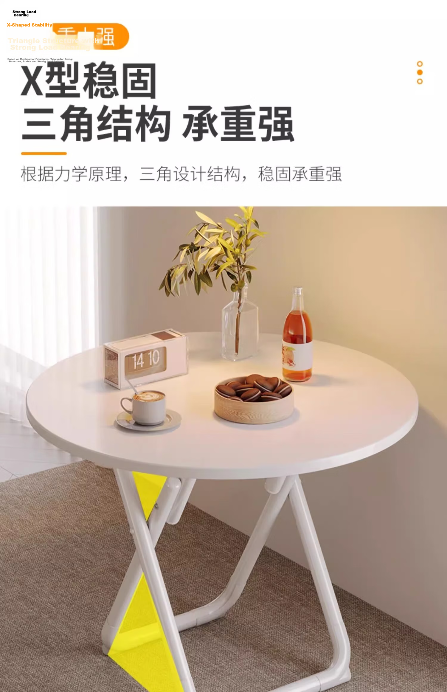Chibilun Home Dining Table Small Apartment Cream White Square Table Portable Folding Table for Rental, Tea Shop, and Stall 11