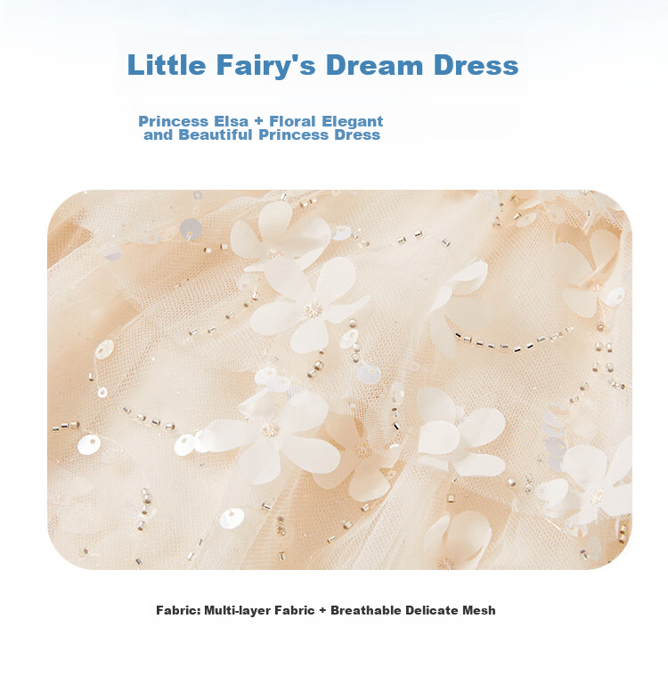 Disney Elsa Princess Dress Girls Summer 2026 New Stylish Children's Clothing Kids Dress 3