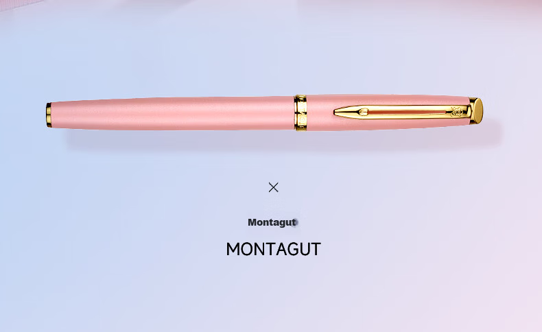 MONTAGUT [Mid-Autumn Festival Gift] Fountain Pen, High-End Birthday Gift for Women, Exquisite Companion Gift, Extra-Fine Nib, Ink Gift Box Set, 901A Pink Rose Series, 0.38mm 4