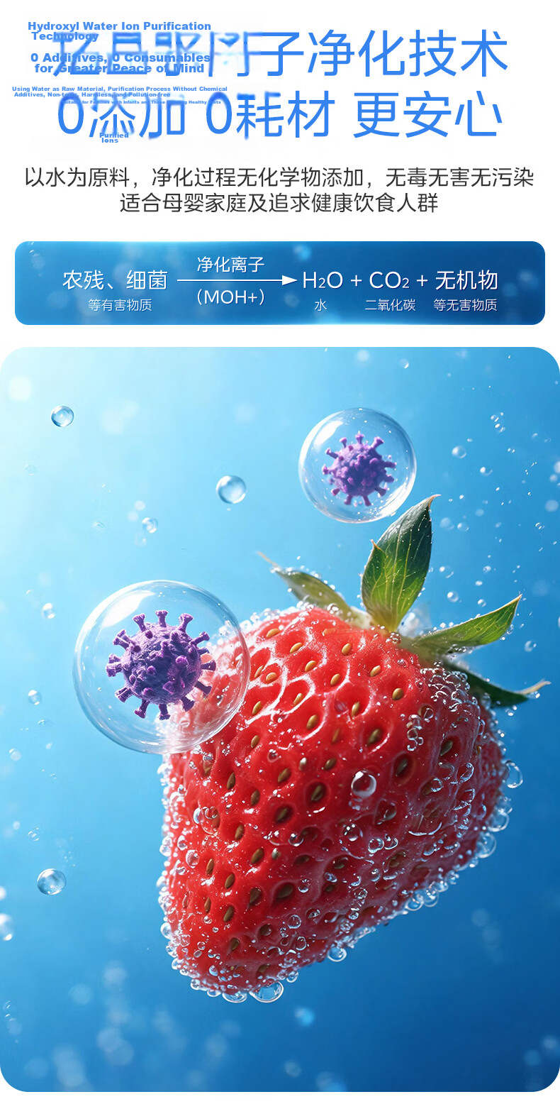 Midea [Major New Product] Fruit And Vegetable Purifier, Multi-Functional Food Cleaner, Antibacterial Pesticide Remover, Portable Rotating Vegetable Washer, Can Remove Various Types of Residues 5