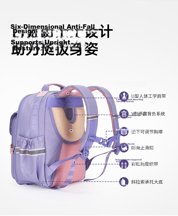 KALA·Y Cloud Backpack for Elementary Students Grades 1-3-6, Child Anti-Fall Load-Reducing Spine Protection Ultra-Light School Bag 3