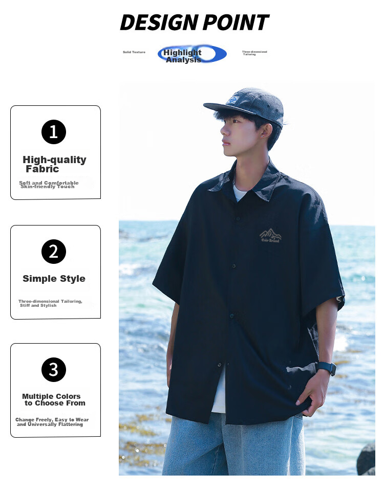 CLOR Short-Sleeve Shirt for Men, Summer Cardigan Jacket, Trendy Printed Loose-Fit Lightweight Breathable Top, CS02 White M 2