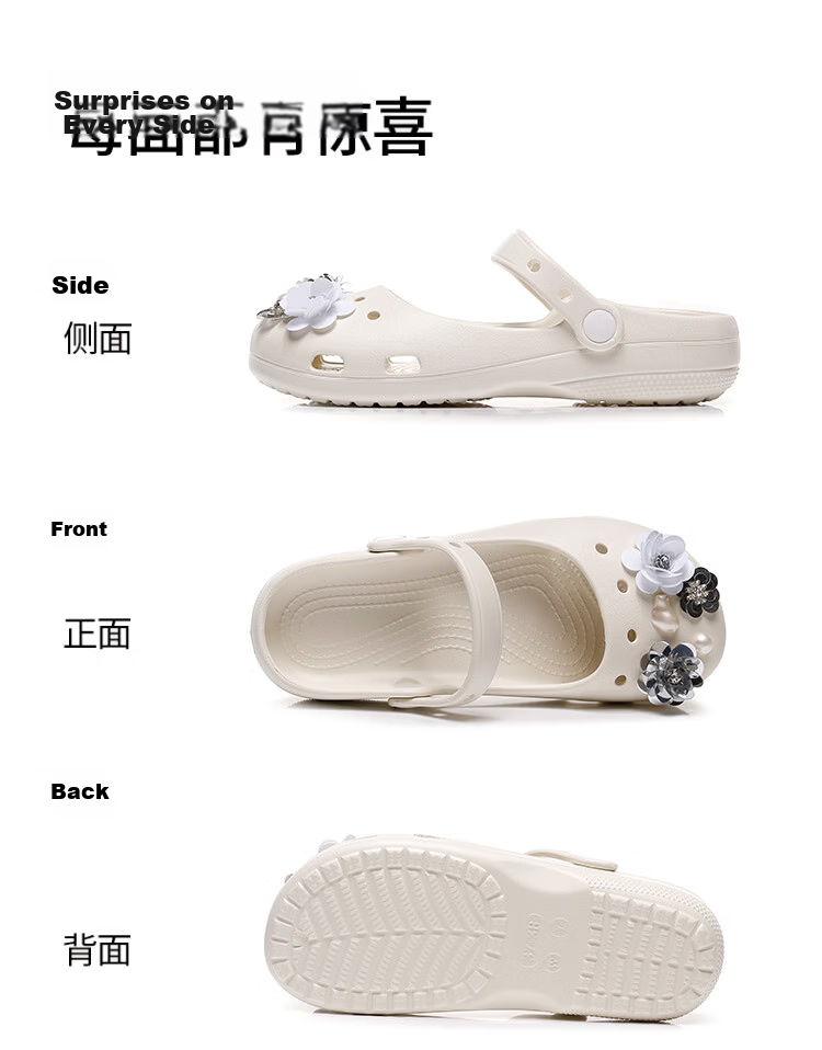 GUOLUOFEI Women's Ballet Clog Summer Non-Slip Outdoor Soft Sole Yoga Mary Jane Beach Sandals White Size 39-40 13