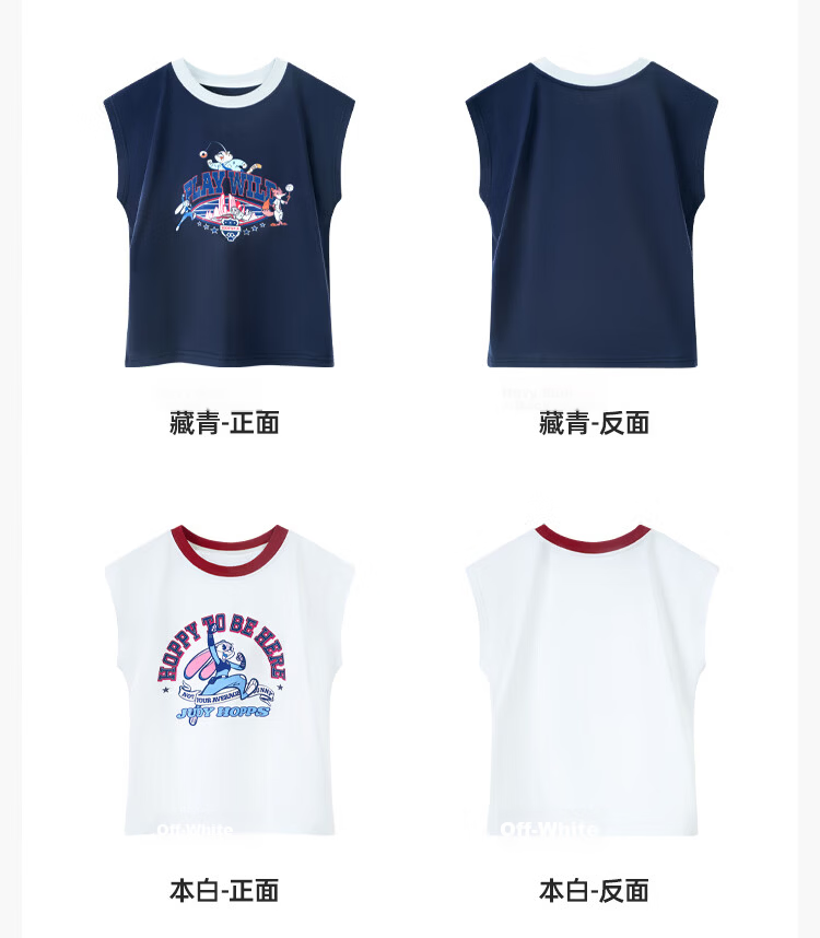 Disney Girls Short Sleeve T-Shirt 2026 New Summer Kids Cartoon Sleeveless Printed Breathable Vest Navy Blue 120 12