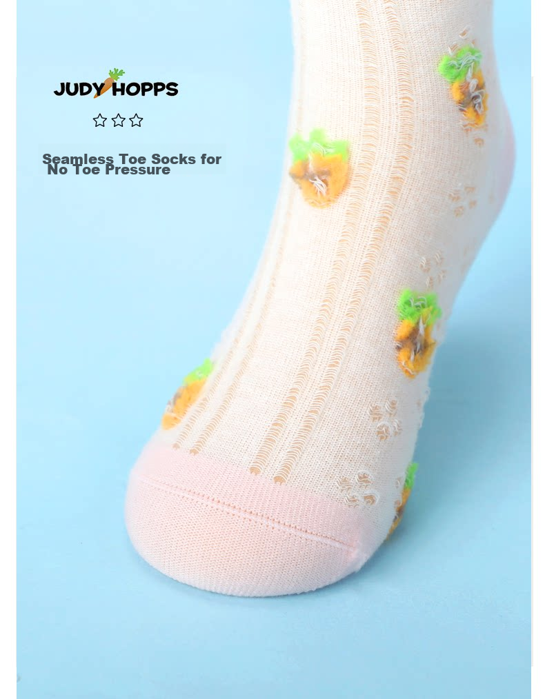 Disney Zootopia Girls Socks Spring Summer Thin Mesh Princess Judy Cotton Socks 4