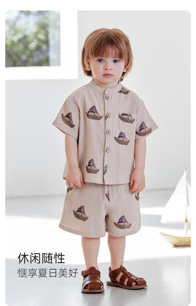 Babylove Clearance Baby Shirt Summer Pure Cotton Gauze Short Sleeve Cardigan Breathable T-Shirt Children's Summer Top 6