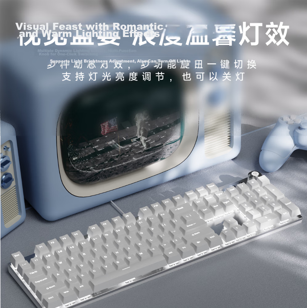 EWEADN TK100 Wireless Mechanical Keyboard and Mouse Set Bluetooth Tri-mode Wired Desktop Laptop Gaming 104-Key Office High-Value 8