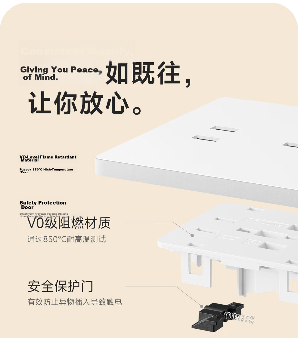 NVC Lighting Electrical Switch Socket Screen Display Smart Switch Compatible with Mijia Customizable Button Name Zero Fire Single Key White 20