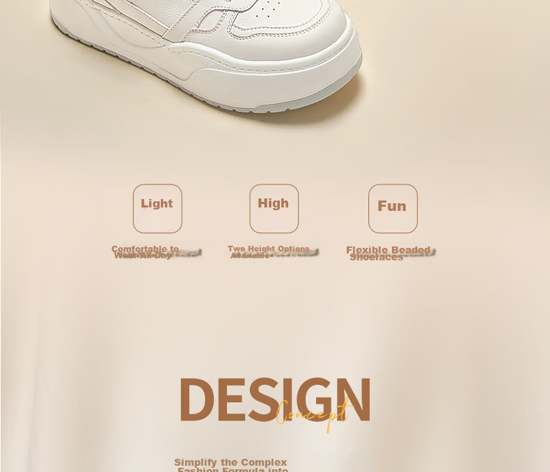 CAMEL Women's Classic Simple Casual White Sneakers Comfortable Height-Increasing Skate Shoes L26S577200 Beige/Silver Size 38 2