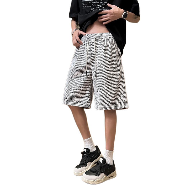 CLOR Starry Sky Texture Shorts, Summer Lightweight Simple Breathable Trendy Sports Knee-Length Pants for Men, MLS01 White 3XL