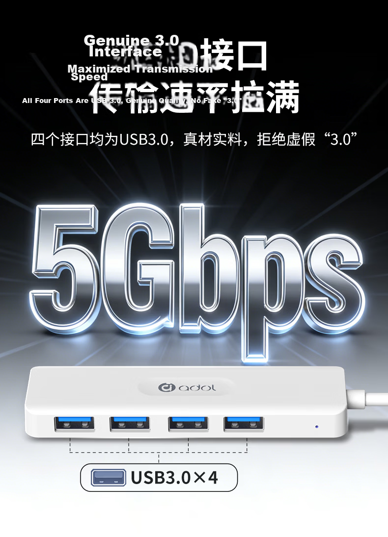 ASUS a USB 3.0 Hub USB Splitter USB Adapter USB Expander USB Extension Cable Laptop Docking Station Hub Converter HA403 Cloud White 5