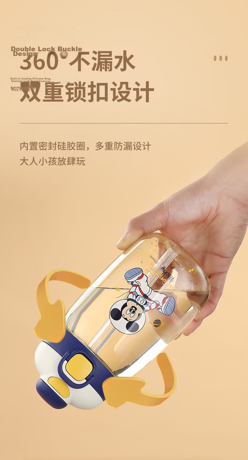 Disney Kids Water Bottle Student Straw Cup Outdoor Baby Water Bottle 3-12 Years Direct Drinking Straw Cup 560ML Mickey Mouse 8