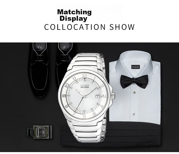 CITIZEN Men's Japanese-Korean Solar-Powered Watch Black Dial Steel Band Fashionable Men's Watch Father's Day Gift AT0161-56E 10