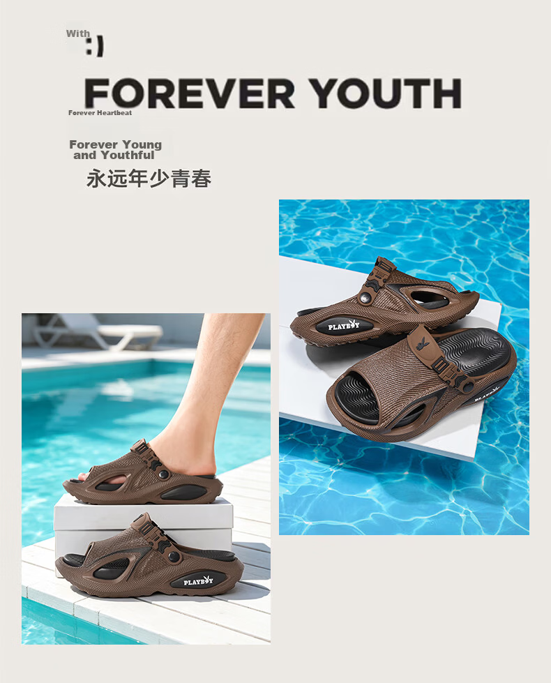 PLAYBOY New Men's Summer Slippers Non-Slip Breathable Thick Sole Beach Casual Popular Sandals 17