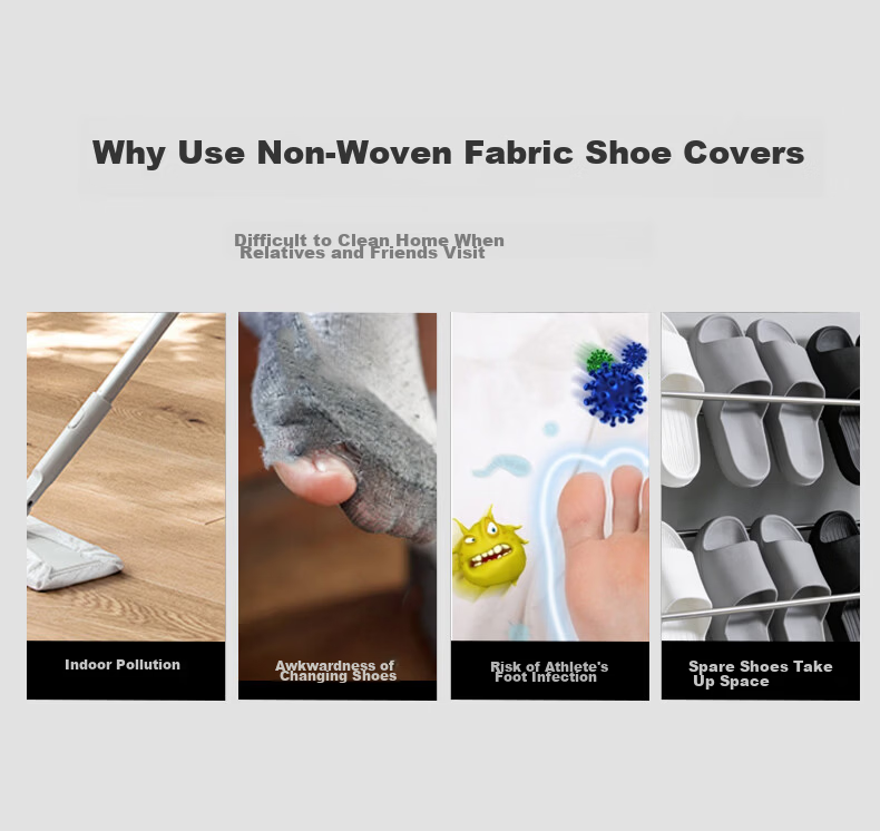 Mulang Thickened Non-Woven Disposable Shoe Covers Wear-Resistant Dustproof Breathable Indoor Factory Laboratory Foot Covers Gray 100pcs One Size Extra Thick 3