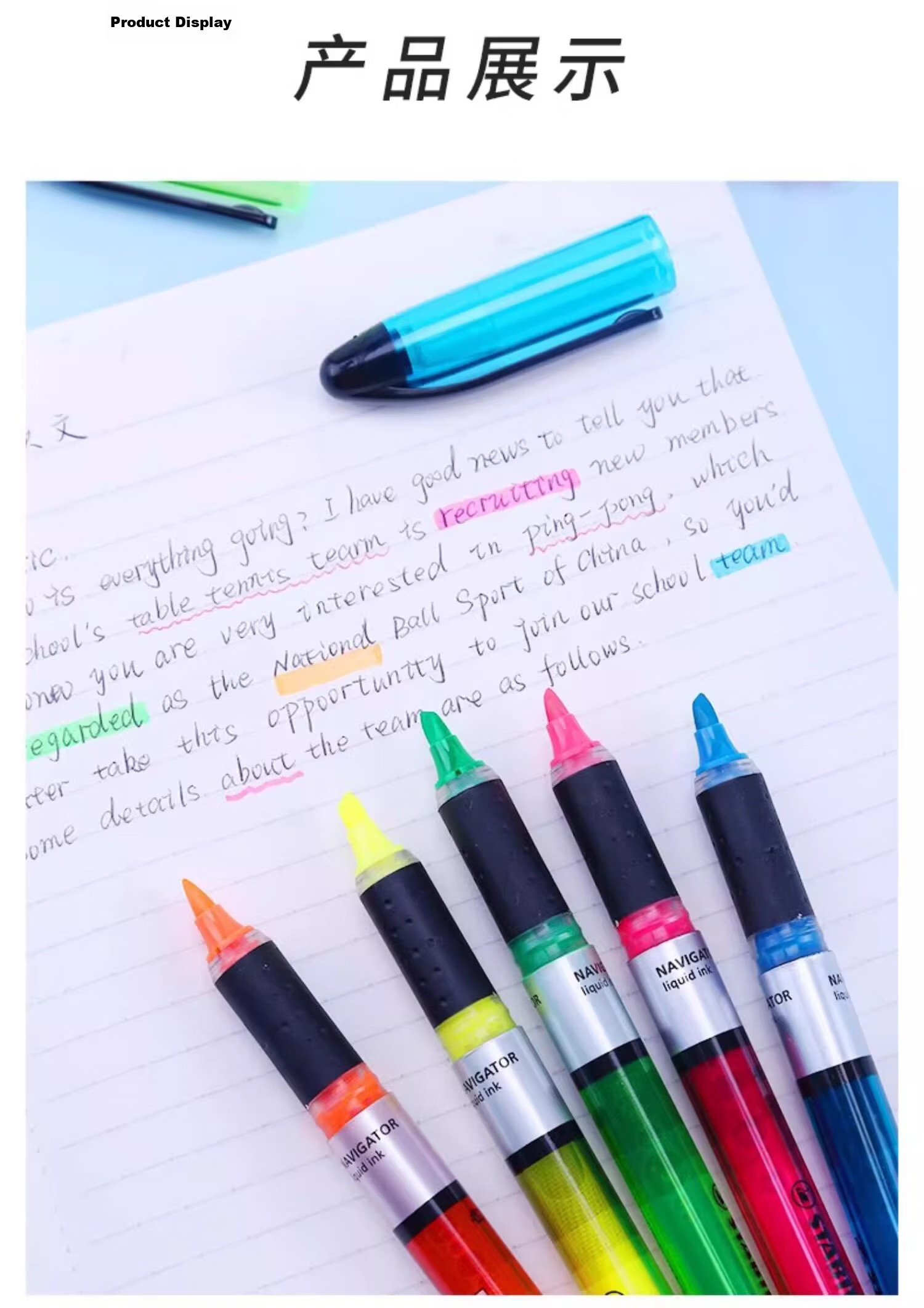 STABILO Highlighter Marker Pen Colorful Red Fluorescent Pen for Primary and High School Students Glitter Silver Pen Set 10