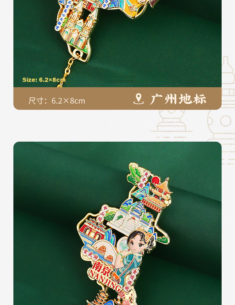 Little Carver Chinese Map Metal Refrigerator Magnet Shanghai Travel Souvenir City Landmark Collection Xi'an Beijing Forbidden City Nanjing Museum Cultural Creative Gift for Classmates Birthday 20