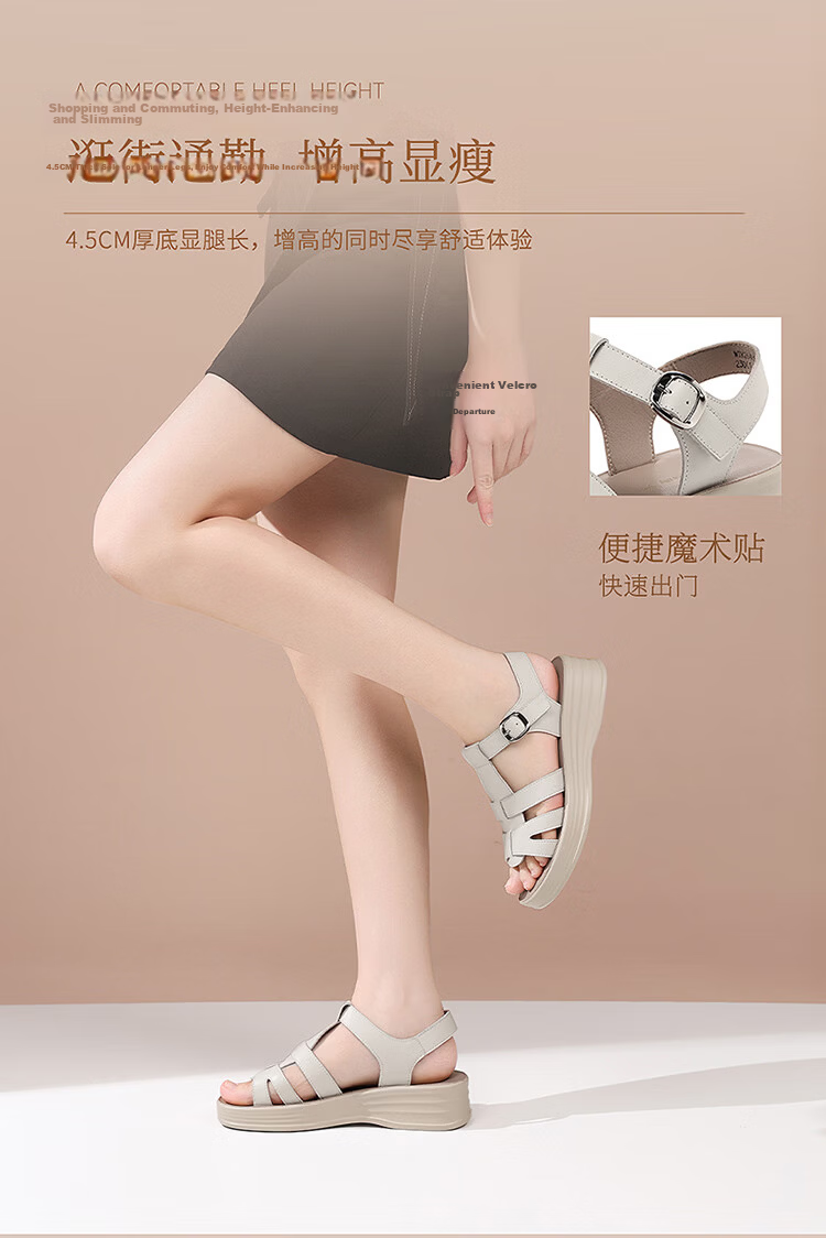 Red Dragonfly Women's Roman Woven Soft Sole Casual Sandals Thick Sole Height Increasing Slimming Beach Shoes WTK264891 Black Size 38 7